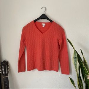 Coral Harold’s V-Neck 100% Cashmere Sweater